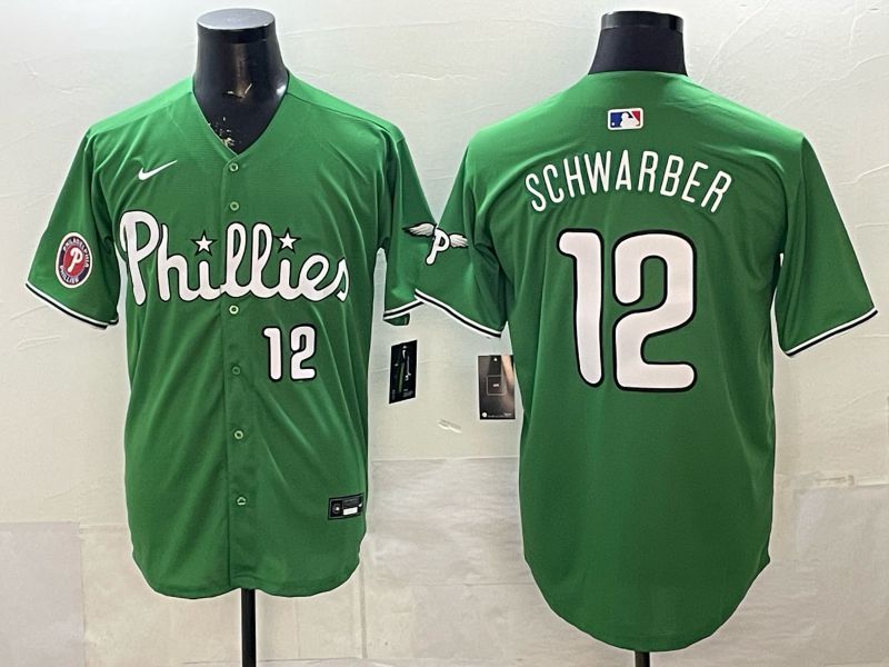 Men 2026 Philadelphia Phillies #12 Schwarber Green Game Nike MLB Jersey style 0012
